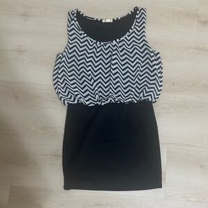 Chevron Patterned Black and White Dress